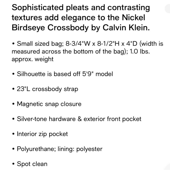 Calvin Klein Nickel Textured Woven Magnetic Snap Crossbody Bag!!!🤎 - Picture 8 of 8